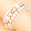 5Pcs  Pearl Beaded Bracelet Set For Women Gold Color Heart Charm Elastic Chain Bangle Female Wedding Party Jewelry