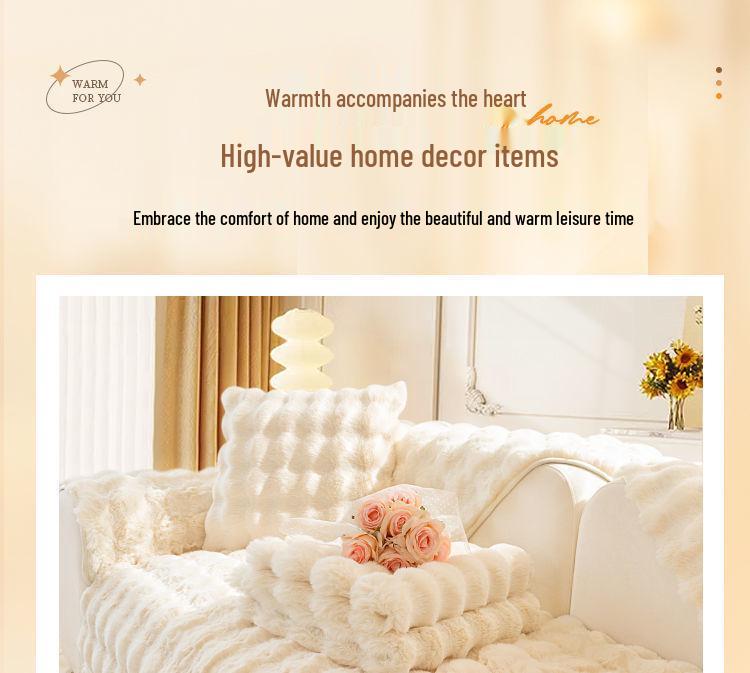 2025 Winter A-Grade Rabbit Plush Sofa Cover: Thickened, Warm, and Simple Cushion Cloth