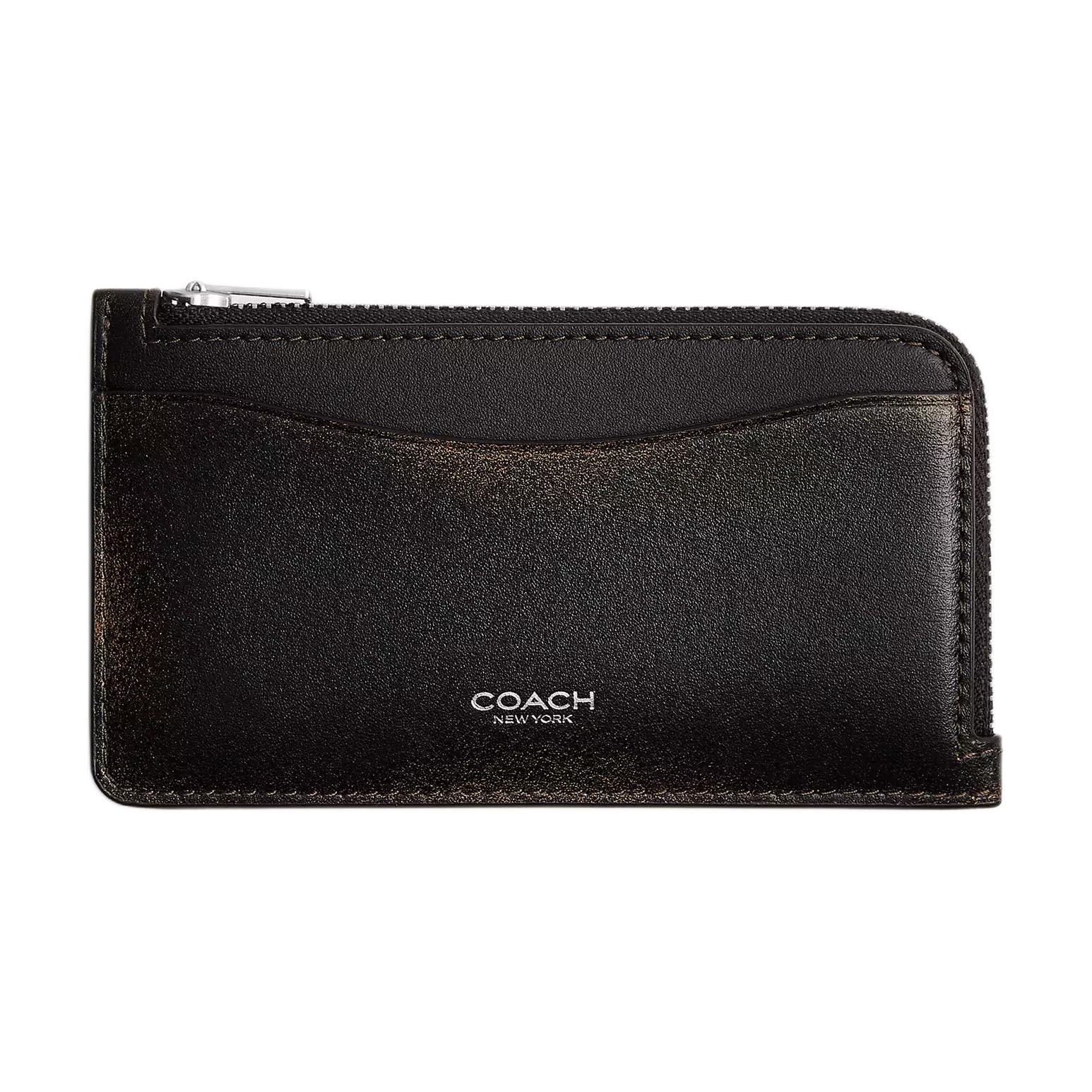 Coach 13 New York Logo Classic Leather Mini Wallet Women wallet Black Brown CBO93-LHPMZ Black Brown