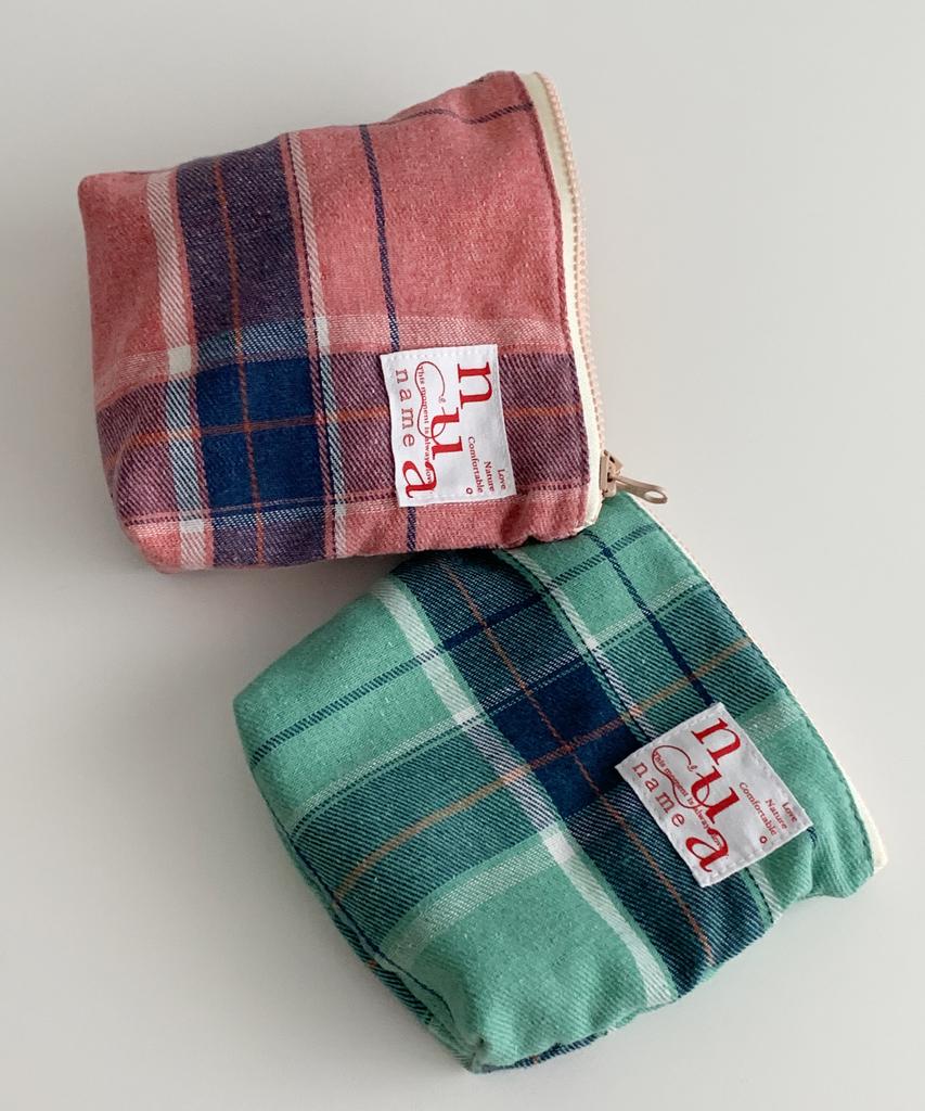 Nuaname Blanket Vintage Check Pouch 2 Colors