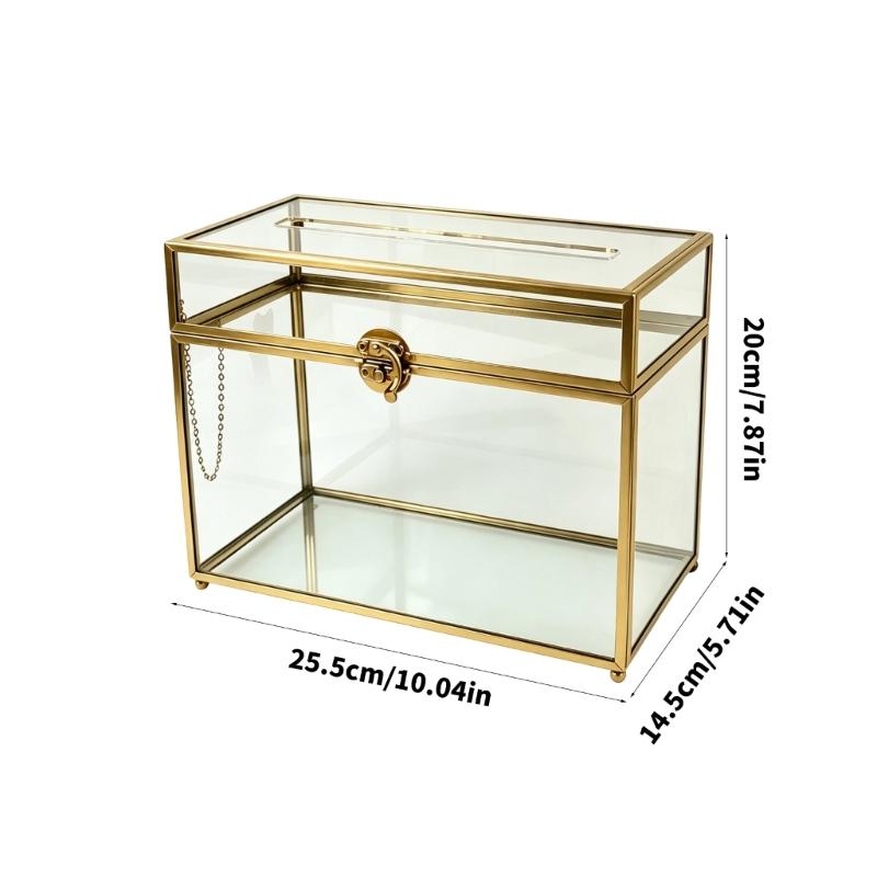 Transparante Glazen Envelop Bewaarbox met Sleuf en Sluiting, Kaart Display Case voor Planken en Tafelblad Bewaarruimtes