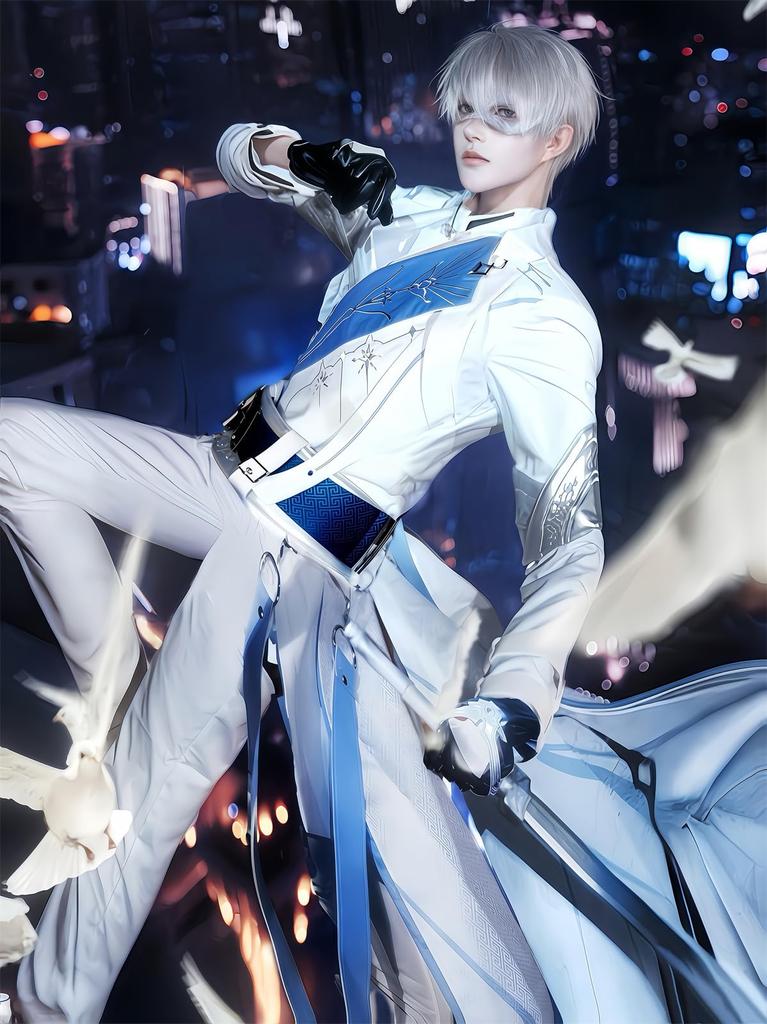 [NOKIJP] Seiya Cosplay Costume from Koi To Miku, Protagonist, Koi Miku Cosplay Combat Uniform Set with Embroidery, Popular Game Costume (Large)