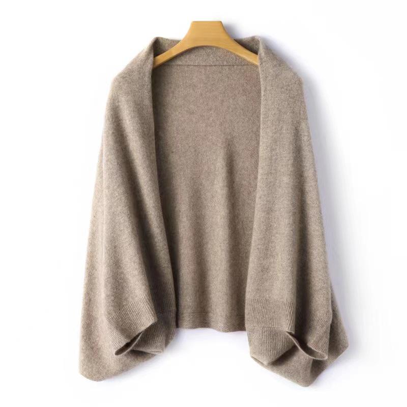 Pure Wool Cardigan Shawl: Soft, Slimming Knit Scarf for Spring, Autumn & Winter 120x70cm верблюд