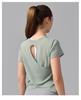 Women's Breathable Short Sleeve Yoga T-Shirt with Hollow Beautiful Back - Lightweight Dance Fitness Cover-Up Running Top