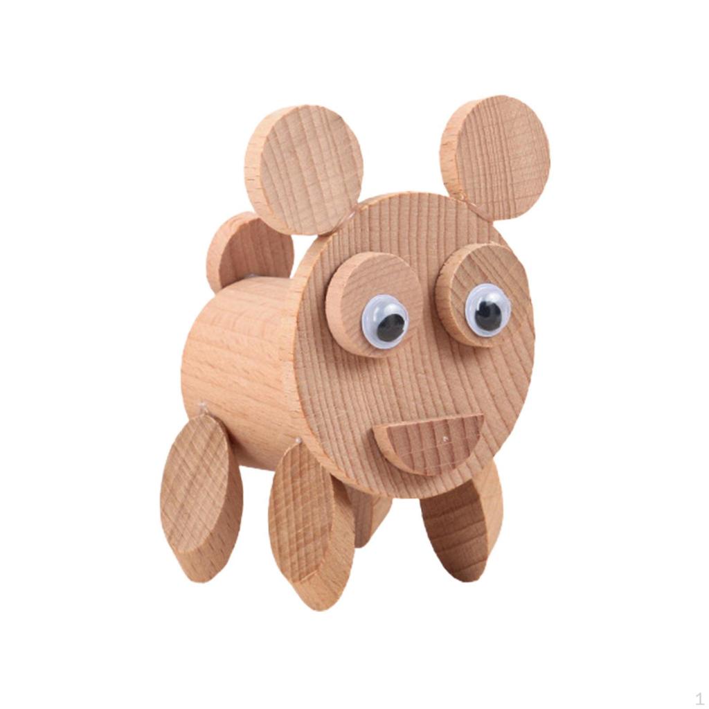 DIY Wooden Animal Decoration Educational Toys Fine Motor Skills Wood Crafts for Kids Small Animals