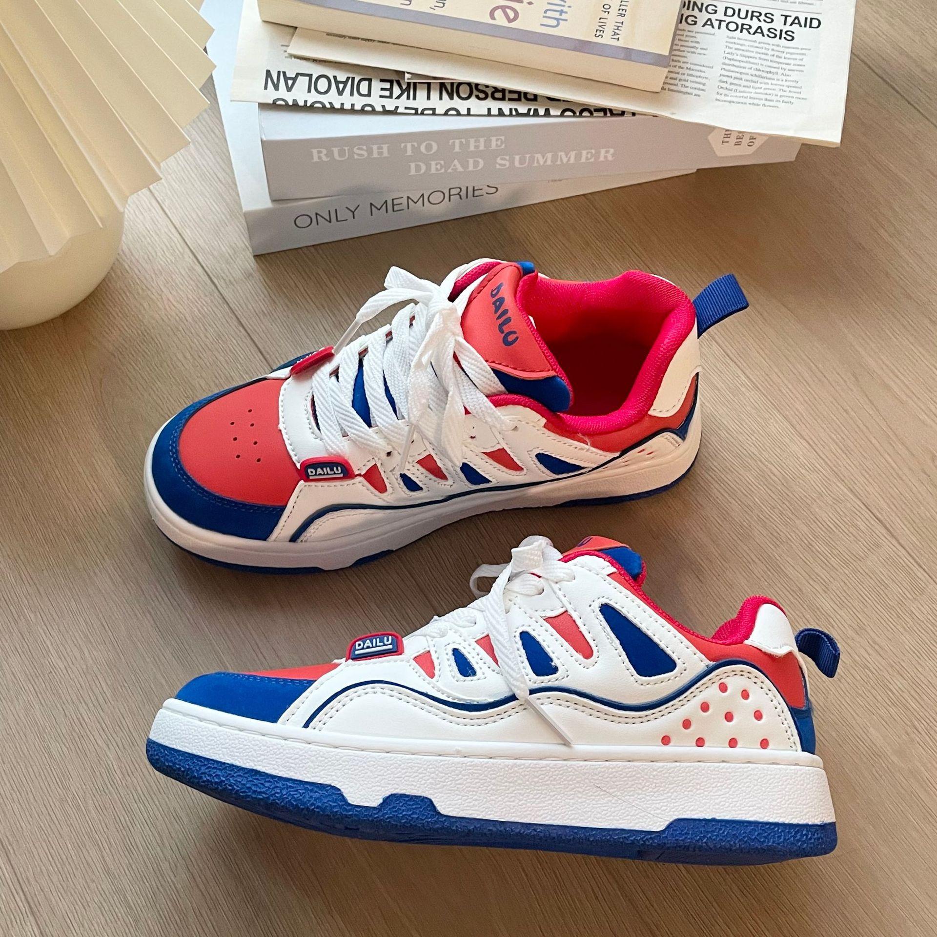 

Новые летние шикарные легкие контрастные спортивные туфли нишевые повседневные студенческие скейтборд туфли тренд 36