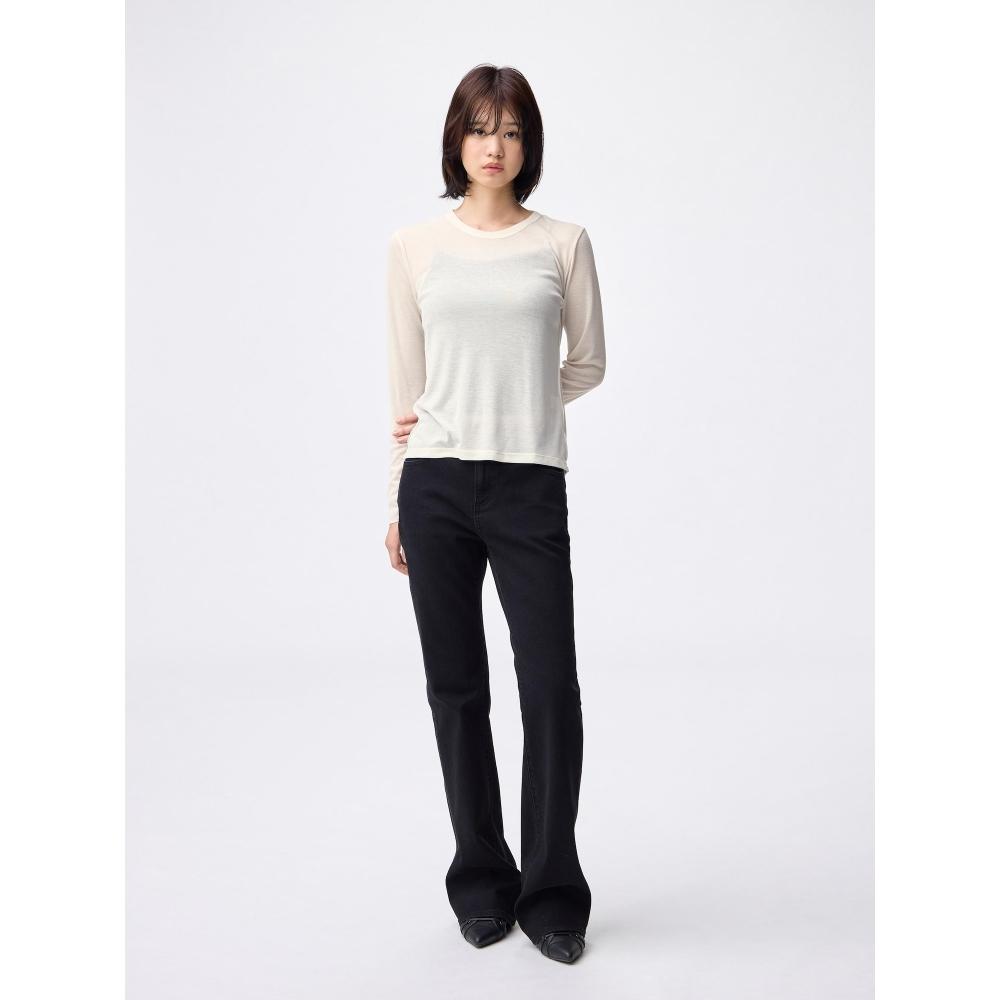 Uniqlo Gu SofT Sheer Crew Neck T shirT  Long Sleeve 