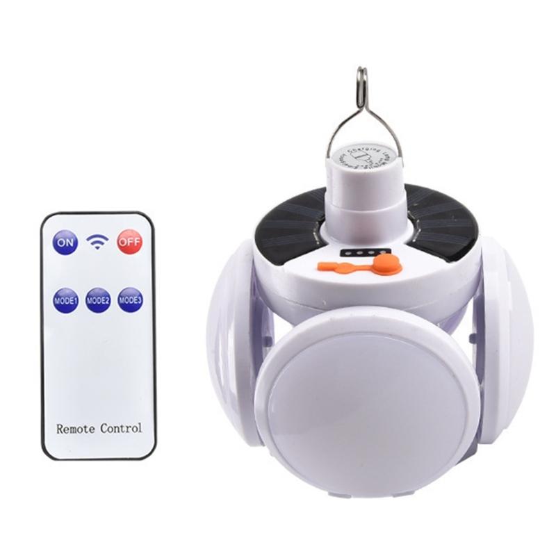 Portable Solar Camping Light USB Rechargeable Tent Lamp with Hook Folding LED Football Bulbs Emergencies Light