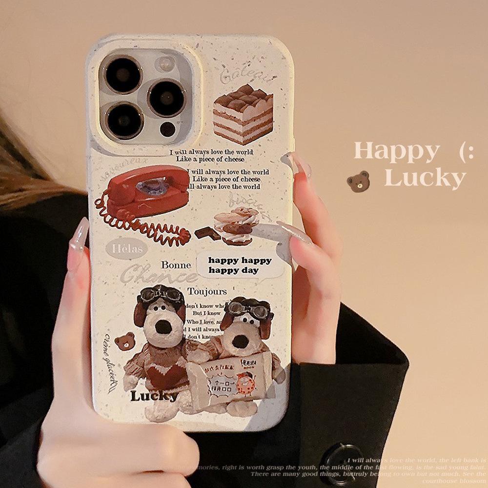 Retro Ins Phone Dog Suitable for IPhone14ProMax Mobile Case 15 Apple 13 Frosted 16 Silicone X Soft