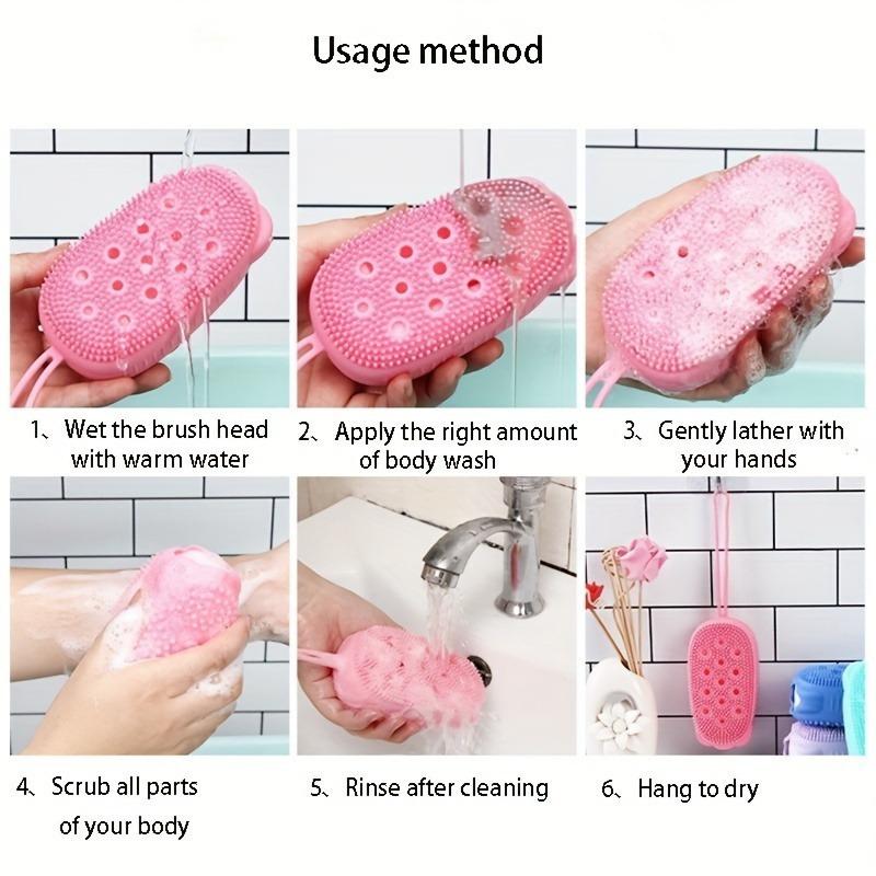 1pc Bear-shaped Silicone Bath Brush, Silicone Body Exfoliator, Shower Scrubbing Sponge, Double-sided Massage Brush