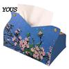 Foldable Paper Organizer Leather Tissue Box Cover with Flowers Pattern, Desktop Organizer, Napkin Holder Case, Portable Dispenser Facial Dispenser,