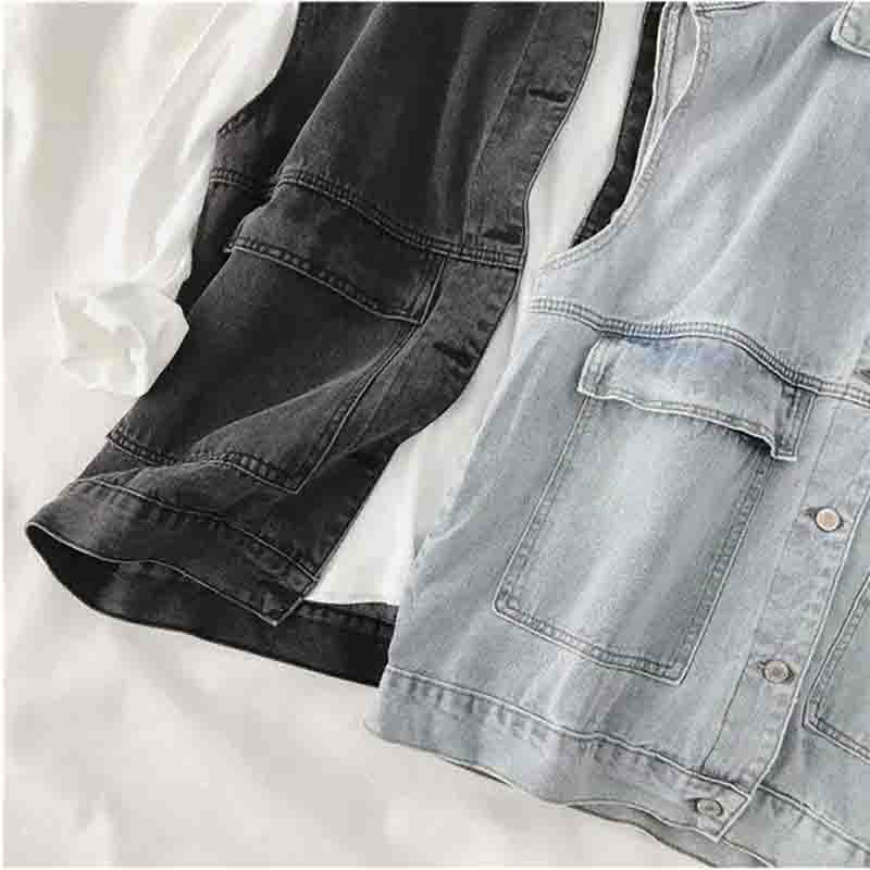 Denim Vest Coat Women's Spring and Autumn Loose Korean Style Waistcoat Outer Wear Vest Top Sleeveless Coat Casual Jacket