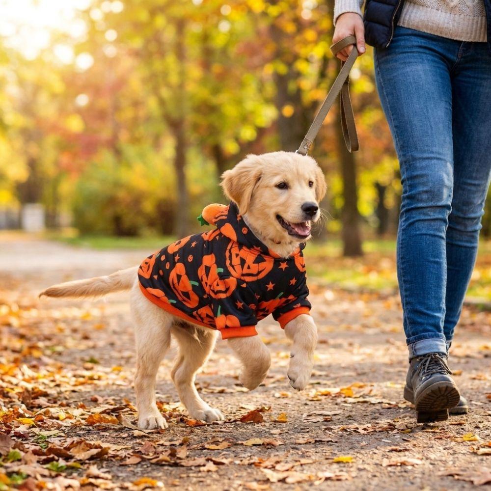 Stretchy Pumpkin Printed Hoodie Soft Pet jumpsuit Cute Pet Cosplay Outfit Halloween