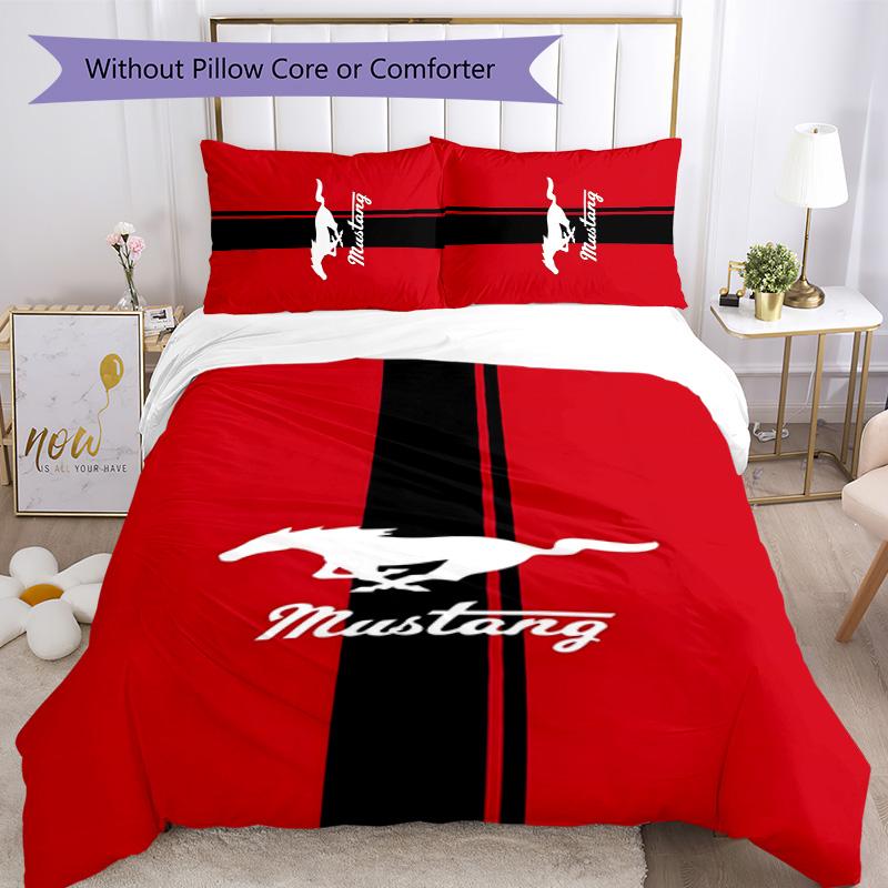 Mustang 3pcs Bedding Set Duvet Cover Closure Includes 1 Duvet Cover & 2 Pillowcases for All Seasons Bedroom Home Dorm Decor