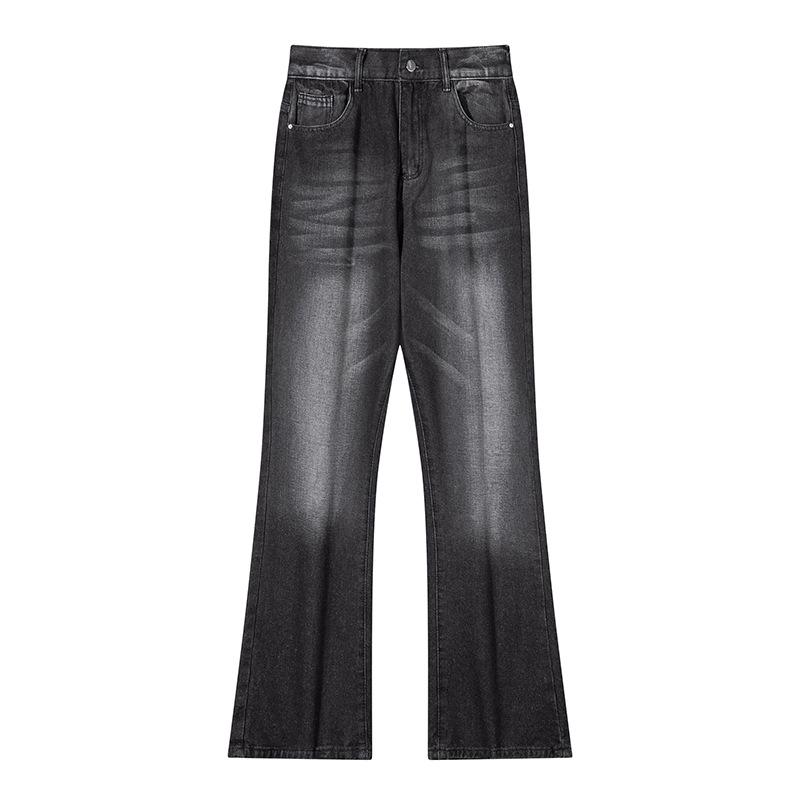 

Micro-Flare Washed Floor-Length Retro Hong Kong Style Loose Straight-Leg Jeans for Men & Women - Workwear Casual Pants L
