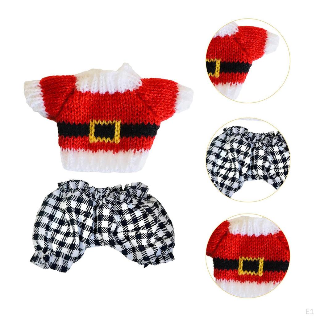 Doll Outfit Clothing Suit Presents Ornament Cute Overalls Soft Scene Photo Prop Plaid Pants