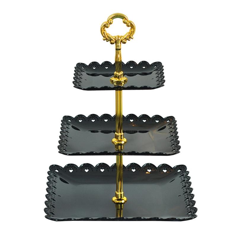 Europäischer dreischichtiger Tortenständer Hochzeitsfeier Desserttisch Süßigkeiten Obstteller Kuchen Selbsthilfe Display Home Tischdekoration Tabletts