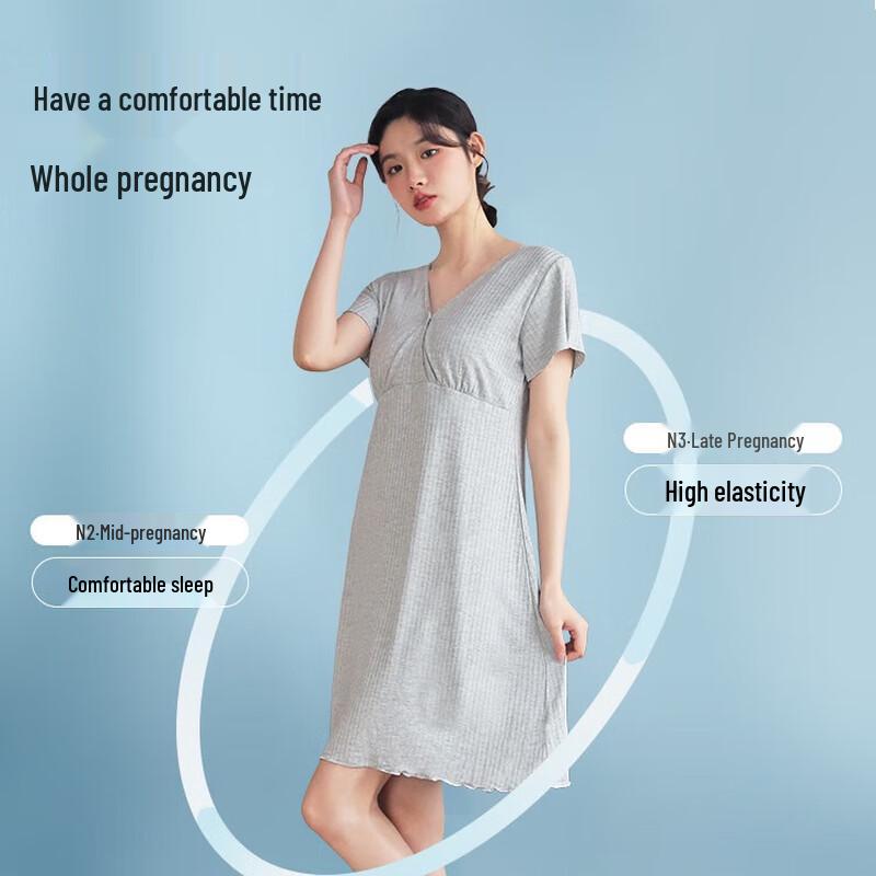 Modern Mom Summer Thin Nursing Nightgown with Chest Pads