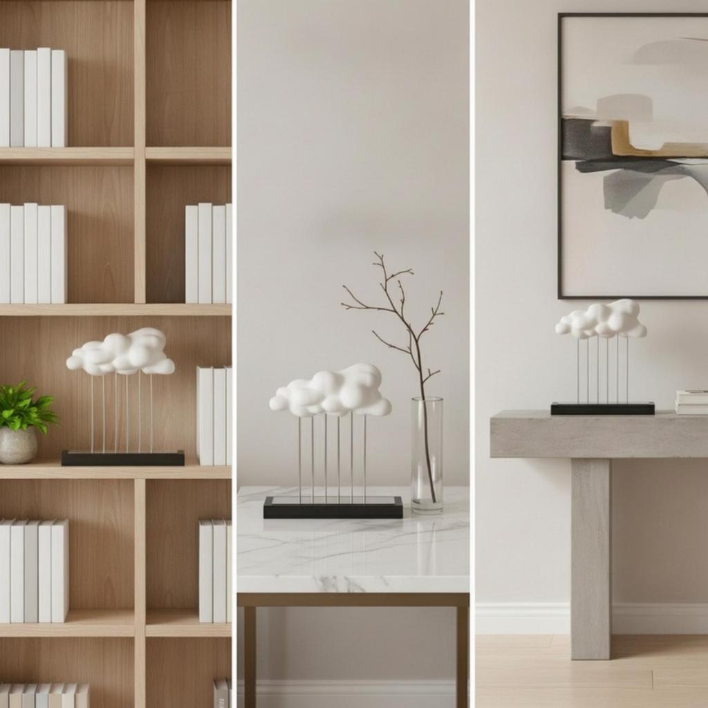 Cloud Sculpture with Base Elegant Statue Easy to Display for Living Room, Office