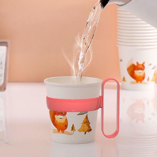 12 Pièces Sous-verre Réutilisable Poignée Élargie Anti-brûlure Isolation Thermique Boucle Élastique Manches Réutilisables en Plastique PP Porte-boissons Chaudes