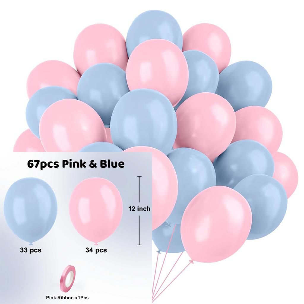 12inch-67pcs black red, pink and gold latex balloon set suitable for weddings, birthdays, popular parties, bridal showers