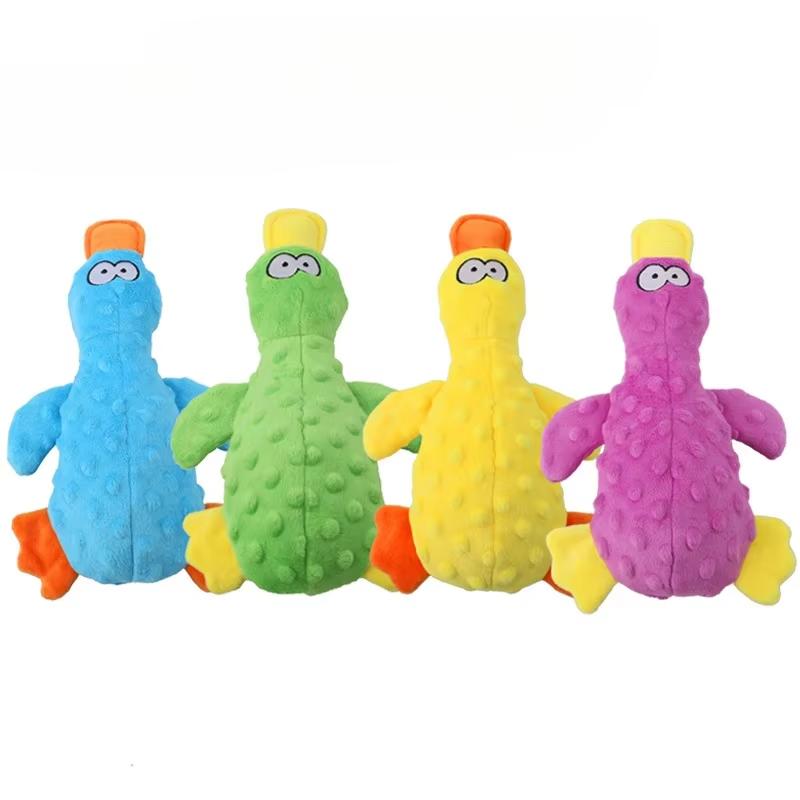 Duck Soft Plush Stuffed Raw Dog Toys for Small Puppy Dogs Interactive Squeaky Dog Bite Toy Sound Paper Chew Tooth Pet Supplier