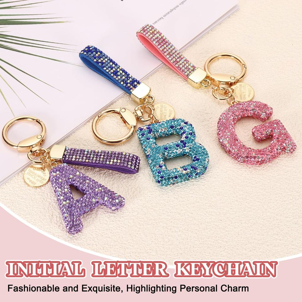 [PATIKIL] Initial Letter Keychain, Gift Bling Letter Keychain, Alphabet Key Ring, Handbag Accessory for Women, Shiny Cute Backpack Bag Car Key