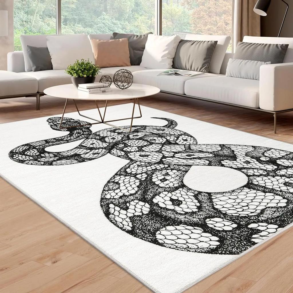 Snake Pattern Rugs Modern Animal Serpent Pattern Rugs Classic Gothic Rug Non Slip Washable Floor Carpet for Living Room Bedroom