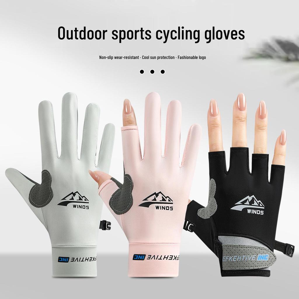 Ice Silk Fingerless Sun Protection Gloves for Men & Women - Non-Slip, Ideal for Hiking, Cycling, Driving, Food Delivery, Mountaineering