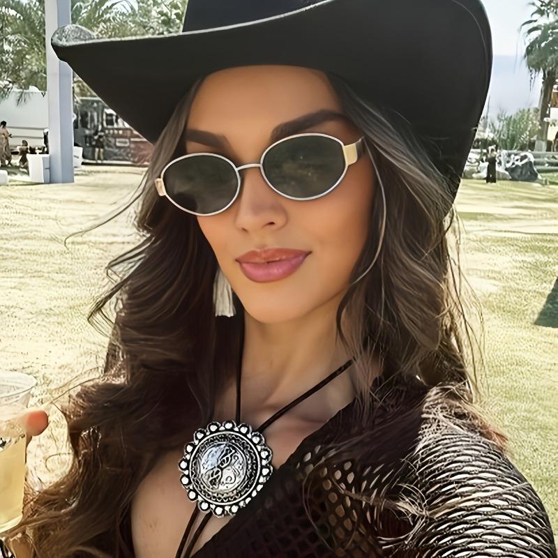 2PCS Fashionable Oval Design Glasses Are Perfect for Casual and Holiday Gifts While Retro Oval Metal