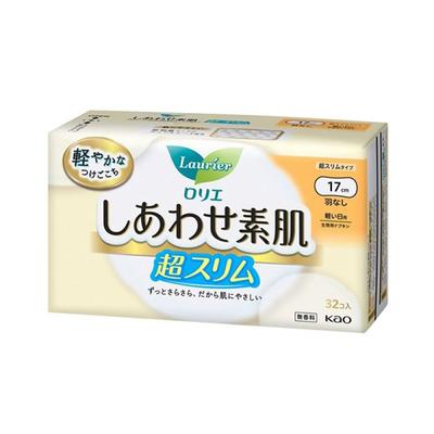 Kao Lori Happy Bare Skin Ultra Slim Kleine Volumen Tag Ohne Flügel 17cm 32 Stück