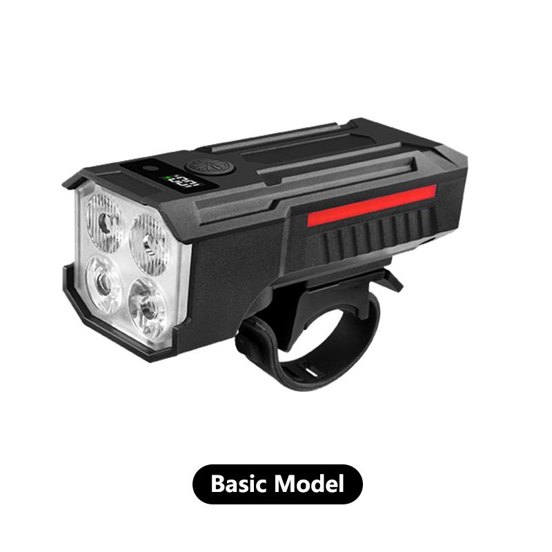 Smart Bicycle Front Light Electric Loud Horn Light-Sensing Bike Flashlight Headlight with Battery Display Cycling Accessories