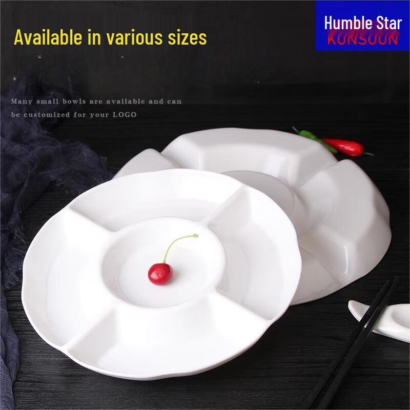 Qianxing A8 White Melamine 5-Compartment Divided Serving Platter