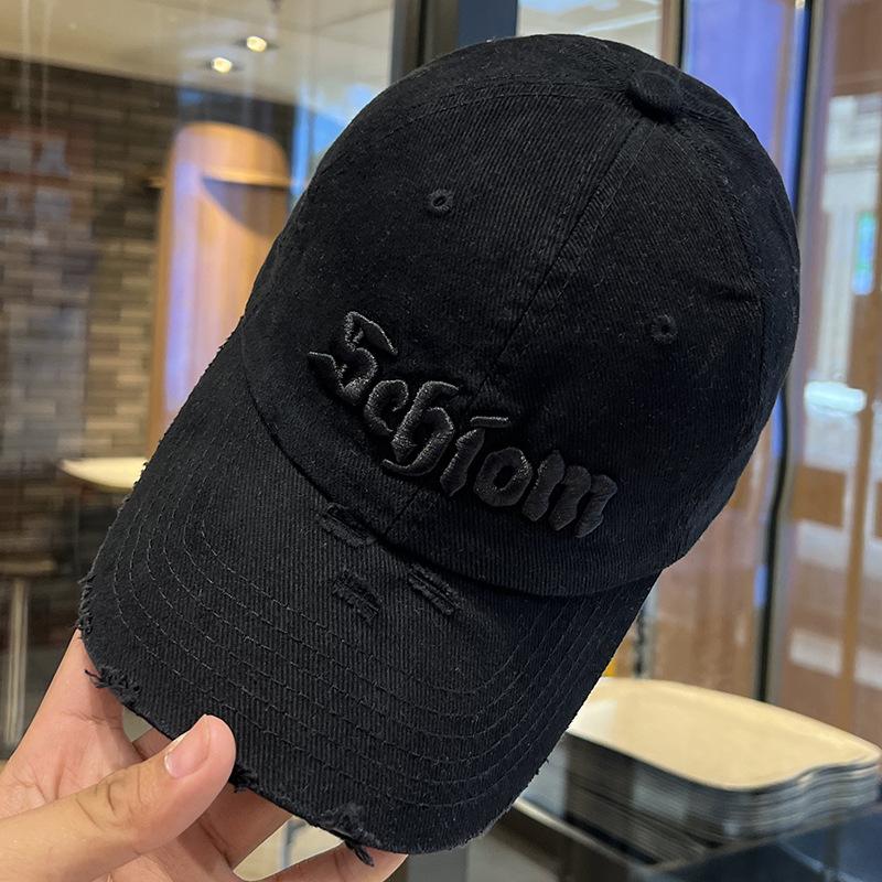 Retro three-dimensional embroidered peaked cap female couple niche trendy brand face small sunshade baseball cap
