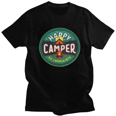 Individuelles Happy Camper No Complaints T-Shirt für Herren Kurzarm T-Shirt Abenteuer Camping Camp T-Shirts Reines Baumwoll-Tee Geschenk