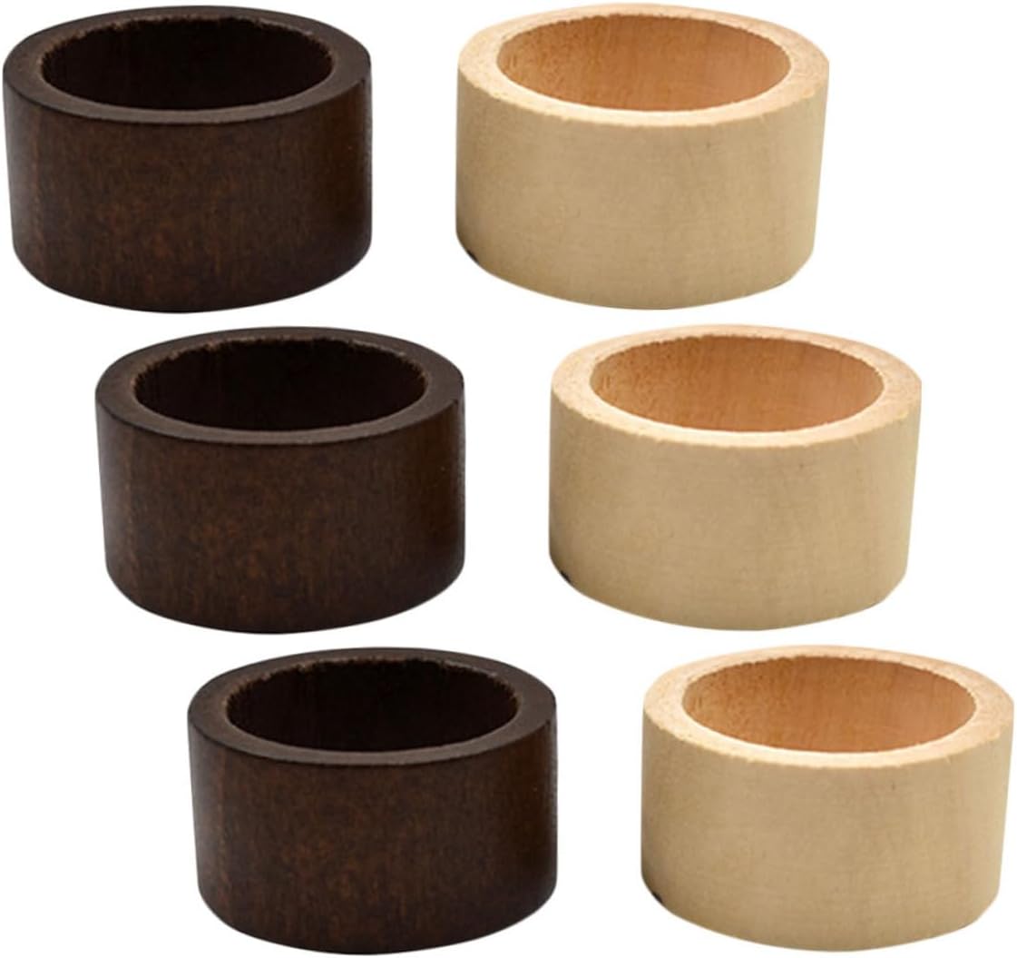 

6pcs Wooden Napkin Round Rustic Napkin Holders for Table Decor Home Wedding Party Dining Accessories