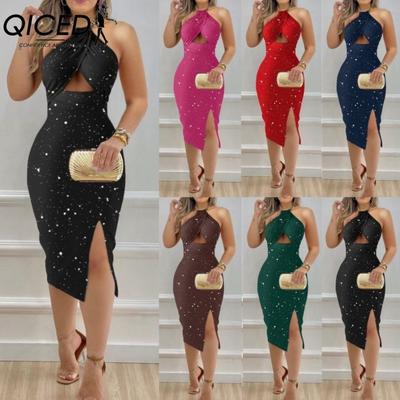 Moda feminina verão primavera cor sólida estampa sem mangas com decote em v vestidos casuais