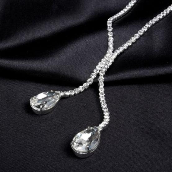Bridal Wedding Party Rhinestone Waterdrop Pendant Necklace Earrings Jewelry Set AVE