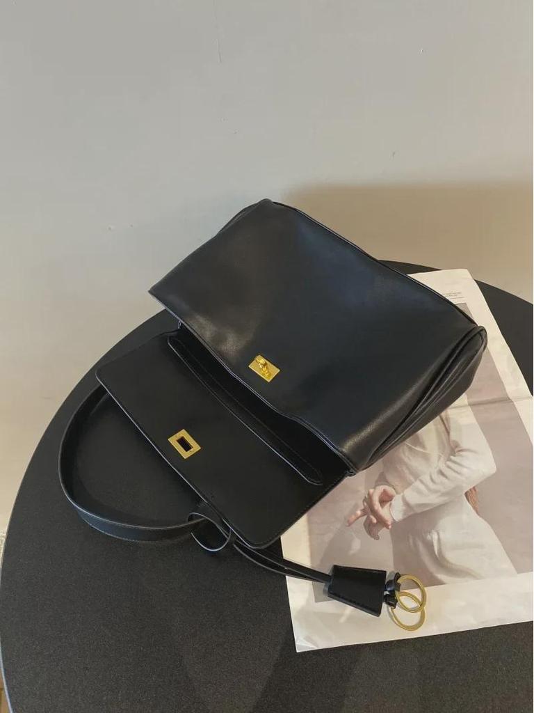 Dámská velká kabelka přes rameno z teletiny s uzávěrem – Neformální nákupní taška pro dojíždění