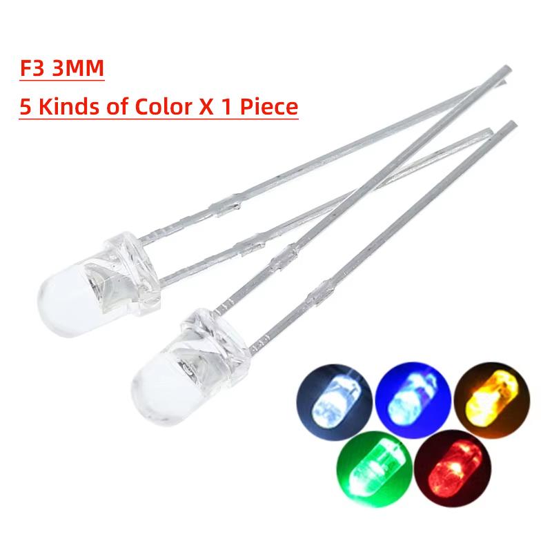 10/20/100PCS LED Transparent Round 3MM 5MM Super Bright Water Clear Green Red White Yellow Blue Light LED Bulbs Emitting Diode