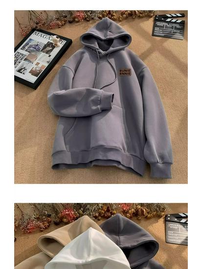 Męska bluza z kapturem w amerykańskim stylu, ciężka, oversize, z aksamitem - Jesień/Zima, młodzieżowa kurtka-bluza