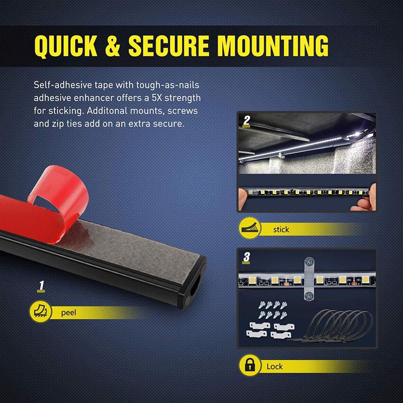 12V Waterproof Decorative Lamp Lighting LED Pickup Truck Carriage Cargo Bed Strip Light Bar Kit with Switch for SUV RVs Boats