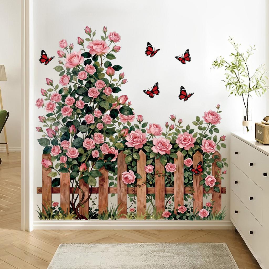 Rose Trellis Floral Wall Sticker Self-Adhesive Removable Waterproof Home Decor