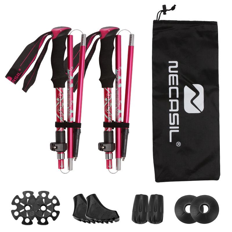 Mountaineering TrekKing Poles  Stretchable, Ultra Short Folding Portable Outdoor Off-road Light Climbing Trek Pole