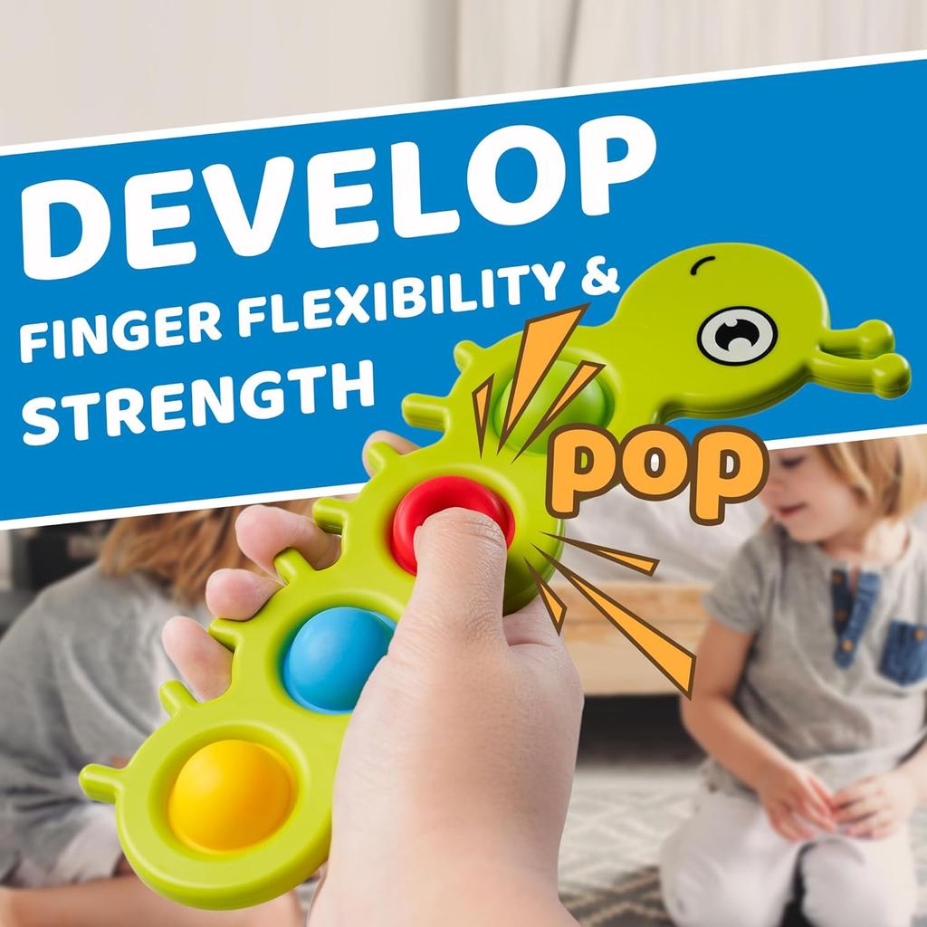 Toys Toys Caterpillar Ladybug Montessori Fidget Popper Sensory Baby for 10+ Months, Fine Motor Skill, Travel Stress Relief Gift