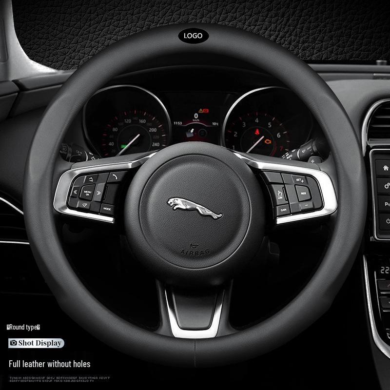 Jaguar Genuine Leather Steering Wheel Cover, Non-Slip, All-Season, Compatible with XF, F-PACE, XEL, XFL, XJ, XE.