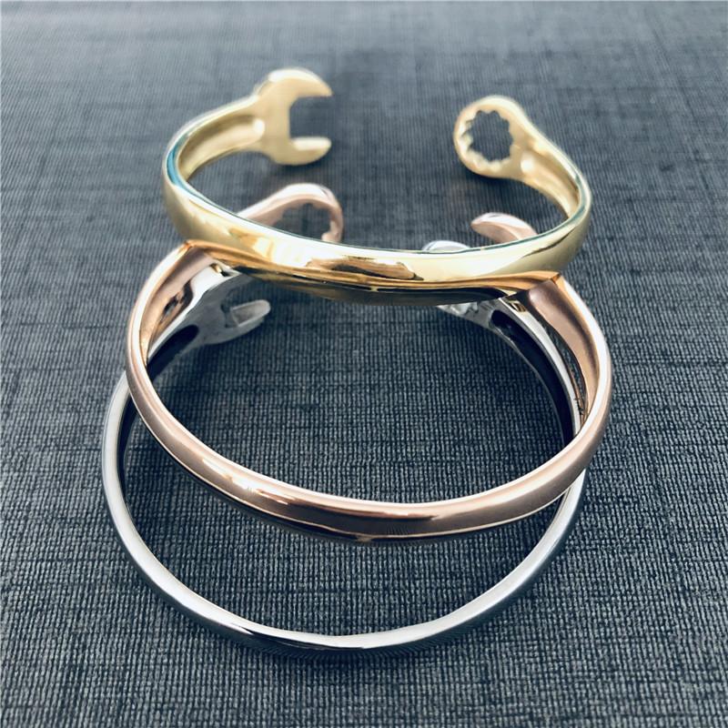 Wrench Biker Bangle 316L Stainless Steel Cool Spanner Bracelet For Men