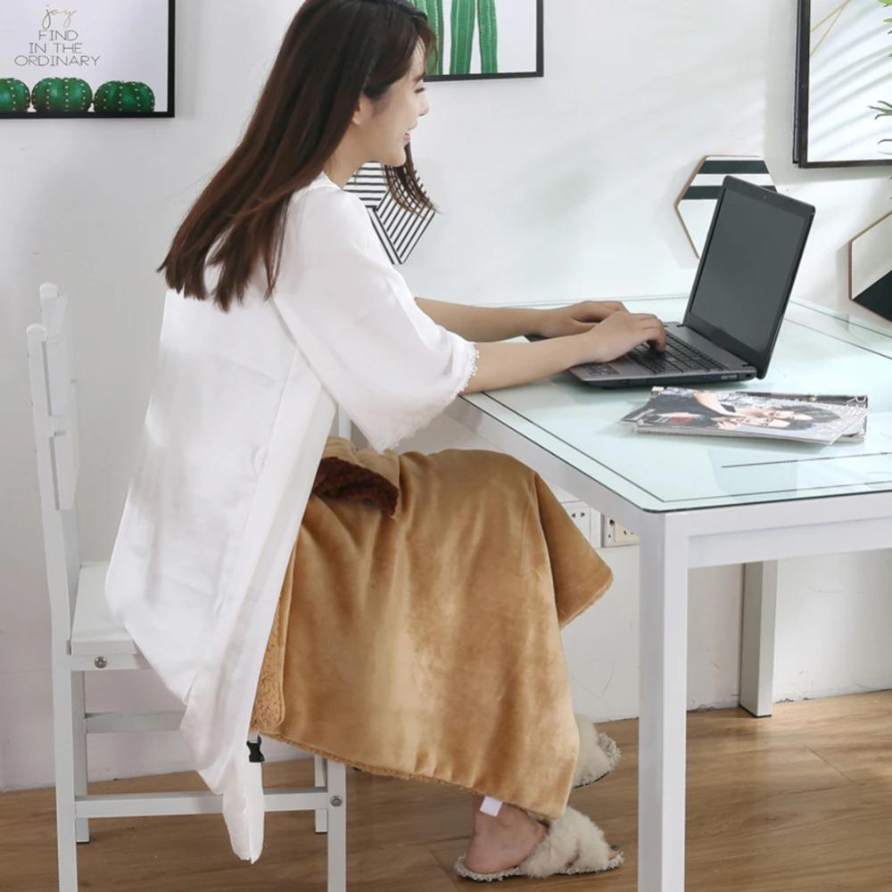 with Hand Warmer Pocket Electric Blanket Flannel Winter Warming Blanket Office