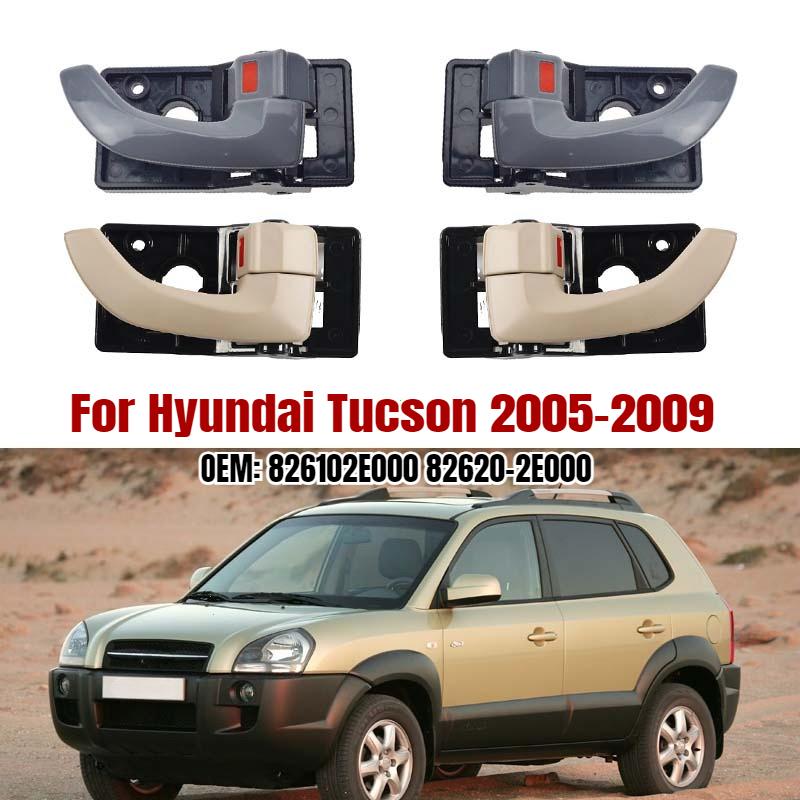 Grey Gray Left Right Inside Inner Interior Door Handles for 2005 2006 2007 2008 2009 Hyundai Tucson 826102E000,82620-2E000 New
