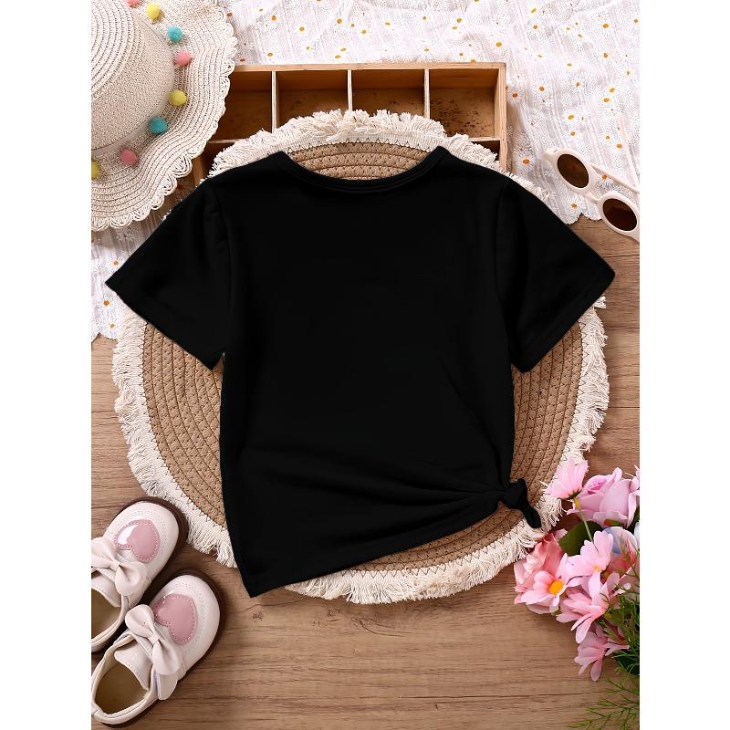 Summer T-Shirt for Girls Featuring a Cute Round Neck Design with a Sweet Watermelon Print Perfect
